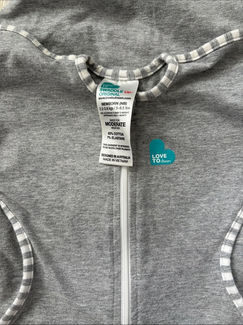 Love to dream Grey Swaddle Sleep Sack with Front Zipper